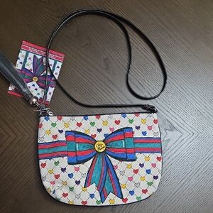 Brighton Multicolor Heart and Bow Crossbody Bag New With Tags
